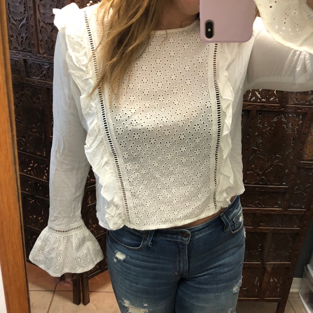 Jack by BB Dakota White Eyelet Ruffle Crop Top - Picture 5 of 5